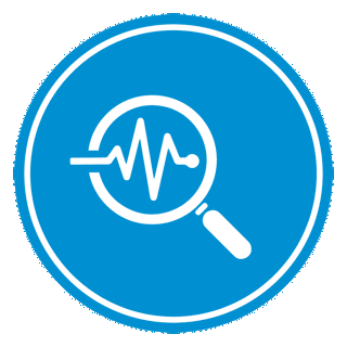 blue and white battery monitoring icon