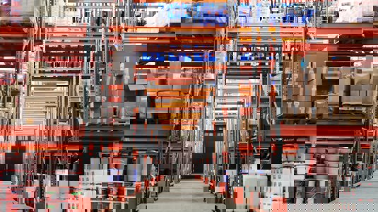 A warehouse full of stock for distibution